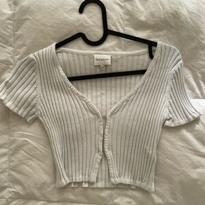 White Ribbed Women's Top